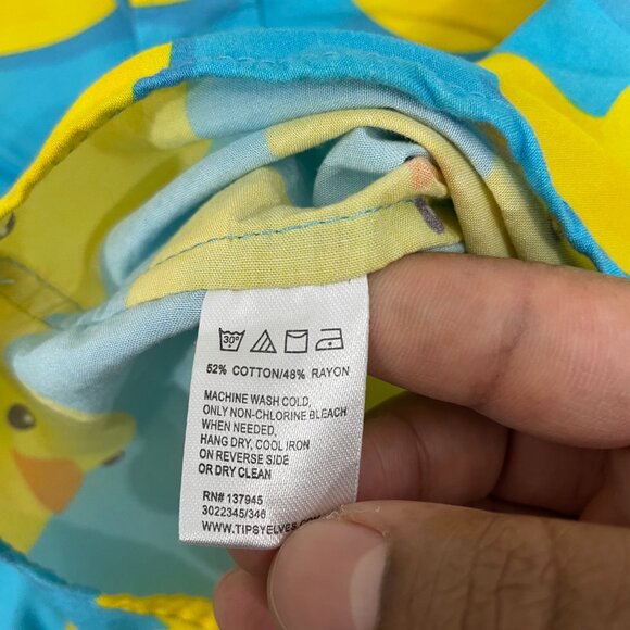 Tipsy Elves Rubber Ducky Hawaiian Shirt Men L Blue Short Sleeve Button Front - Picture 6 of 10